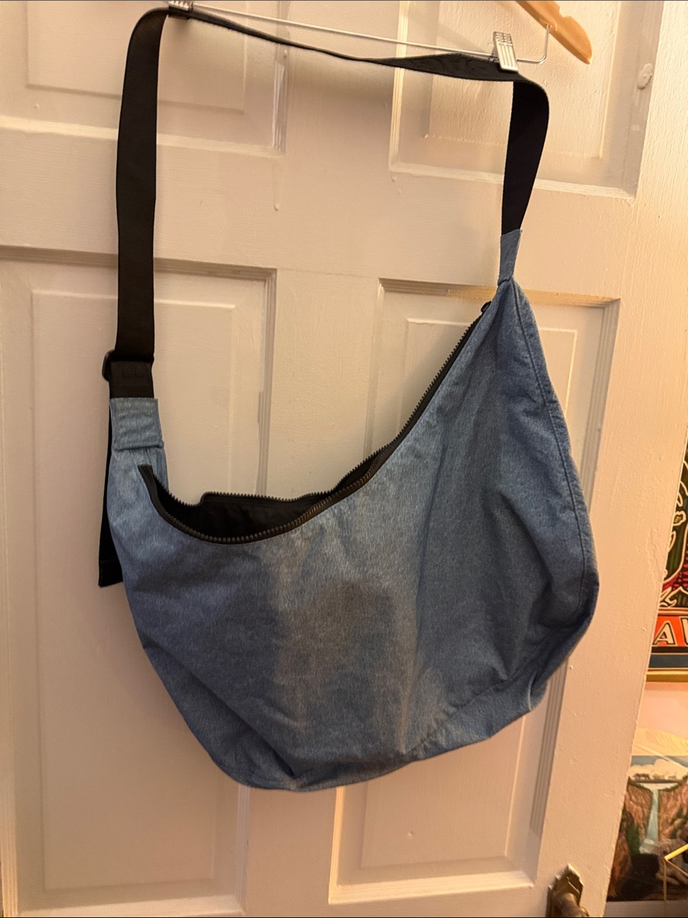 BAGGU Large Crescent Bag in Digital Denim